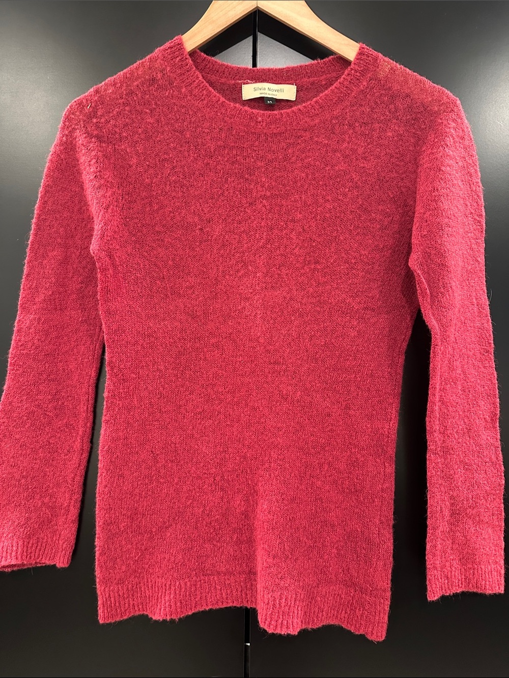 Silvia Novelli Mohair Alpaca Blend Sweater Pink Made in Italy Crewneck Size M